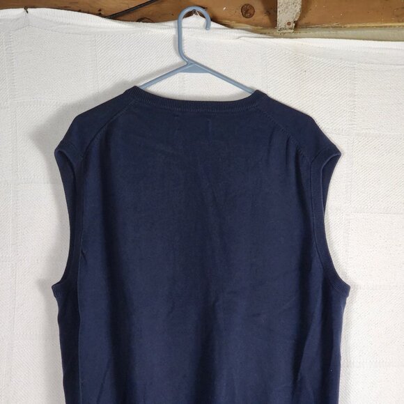 Chaps Navy Blue Grey Logo 100 Cotton V-Neck Sleeveless Sweater Vest Size XXL - Picture 7 of 16